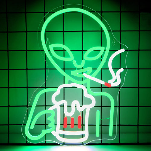 Alien Neon Sign Green LED Light for Wall Decor /Man Cave / Bar /Pub