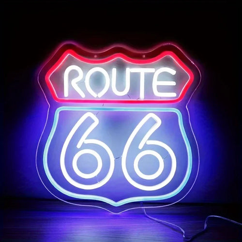 Route 66 Neon Sign Historic US High Way