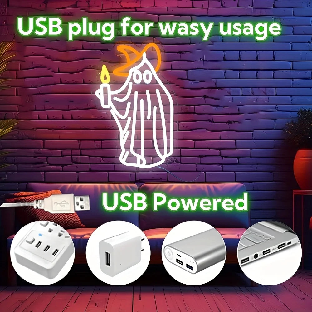 Ghost candle Neon Sign