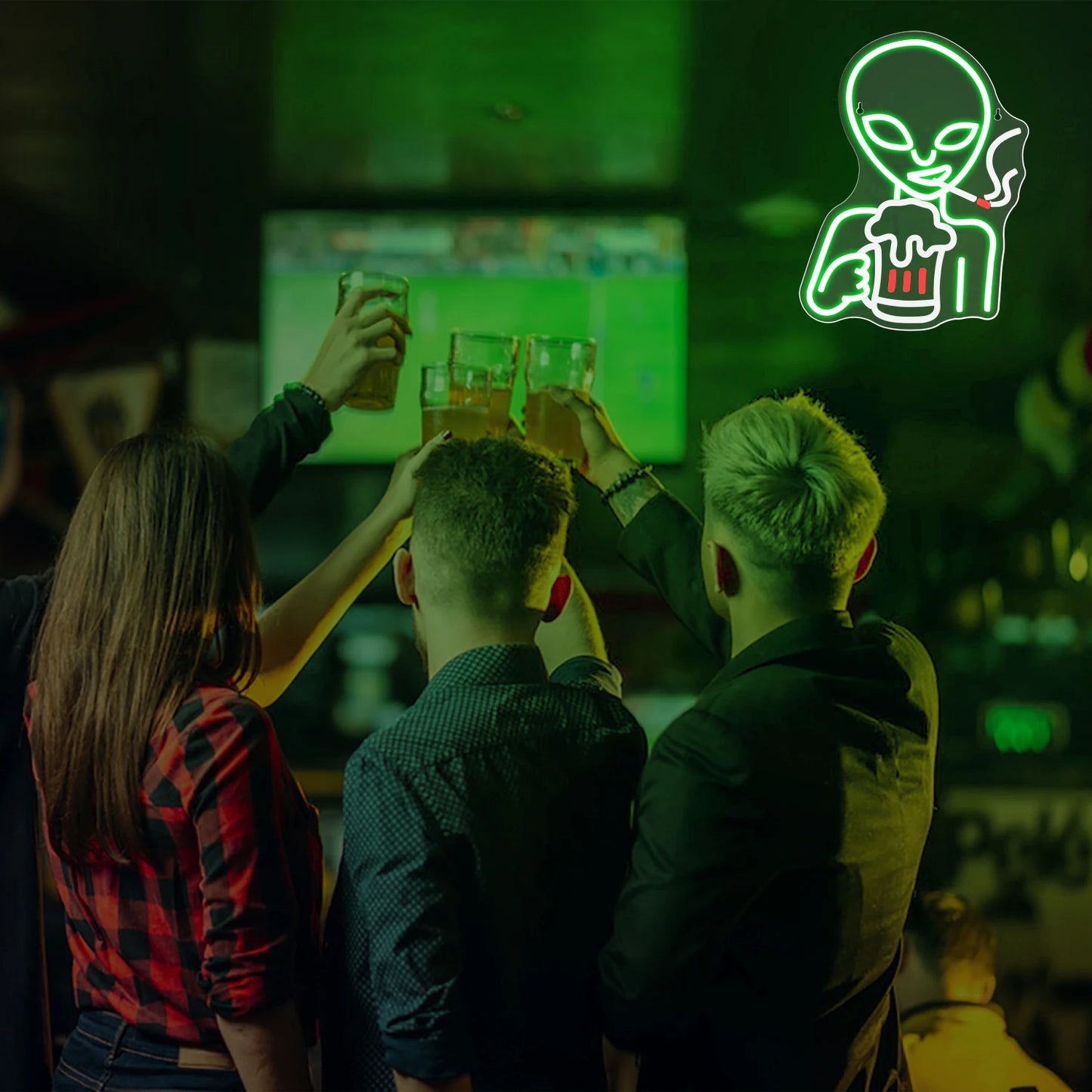 Alien Neon Sign Green LED Light for Wall Decor /Man Cave / Bar /Pub