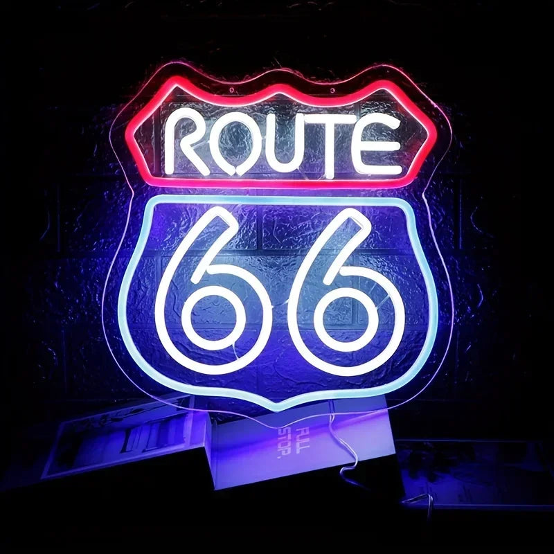 Route 66 Neon Sign Historic US High Way