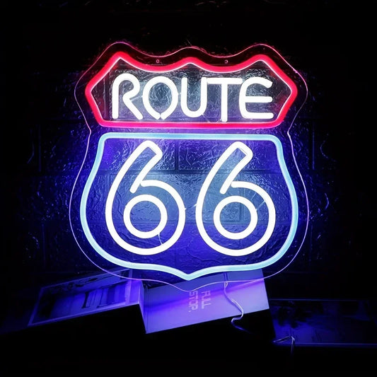 Route 66 Neon Sign Historic US High Way