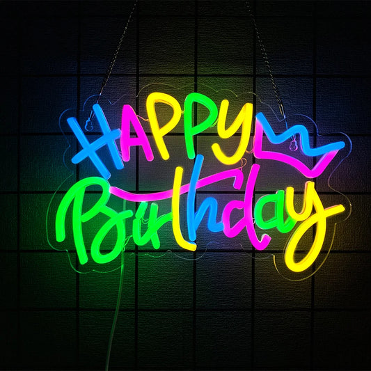 Happy Birthday Neon Sign For Wall Decor / Party