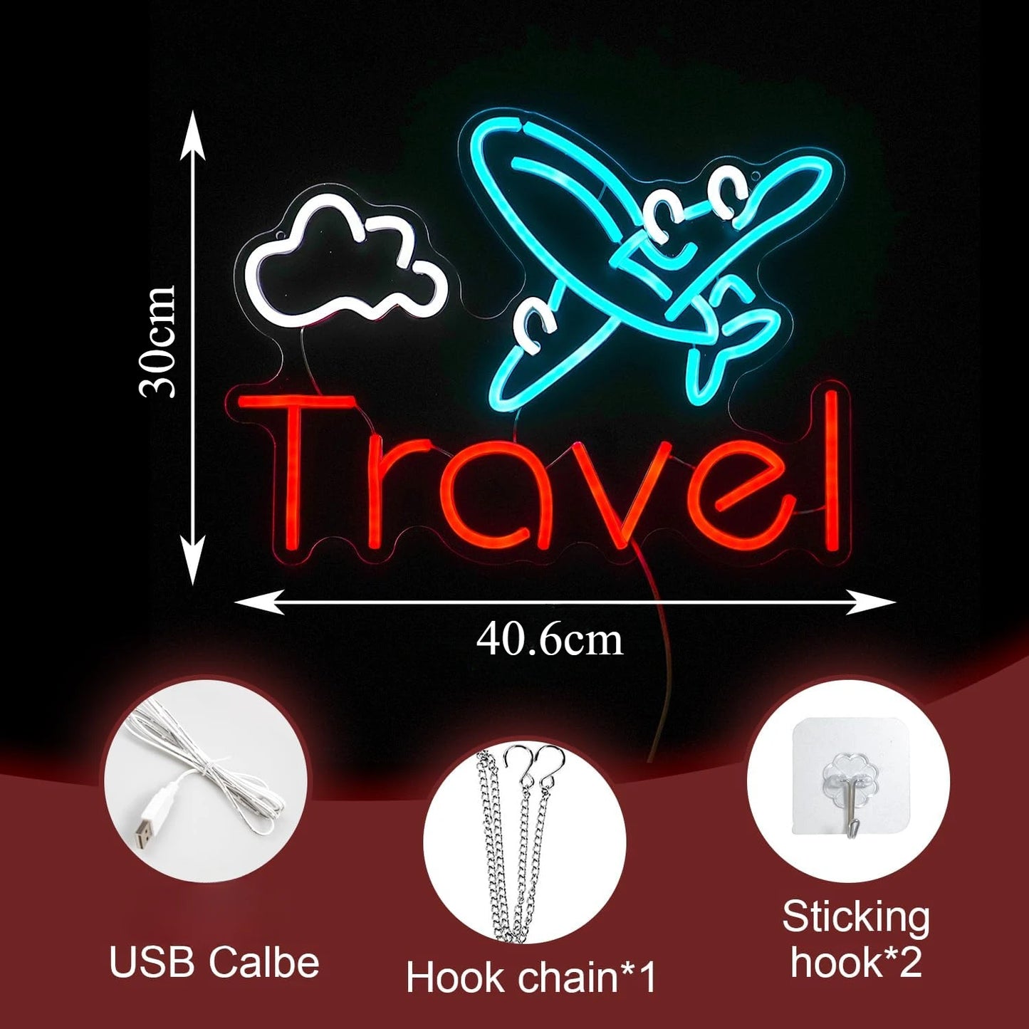 Travel Airplane LED Neon Sign