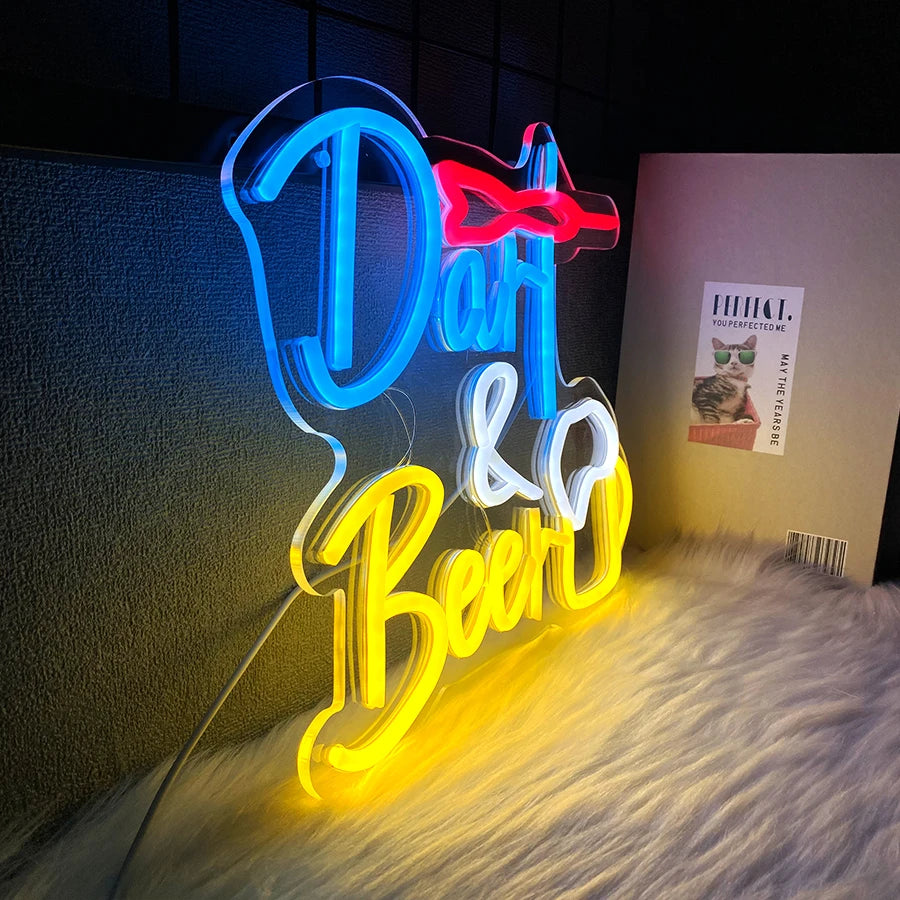 Dart And Beer Neon Sign