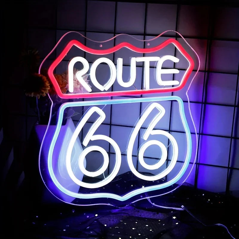 Route 66 Neon Sign Historic US High Way