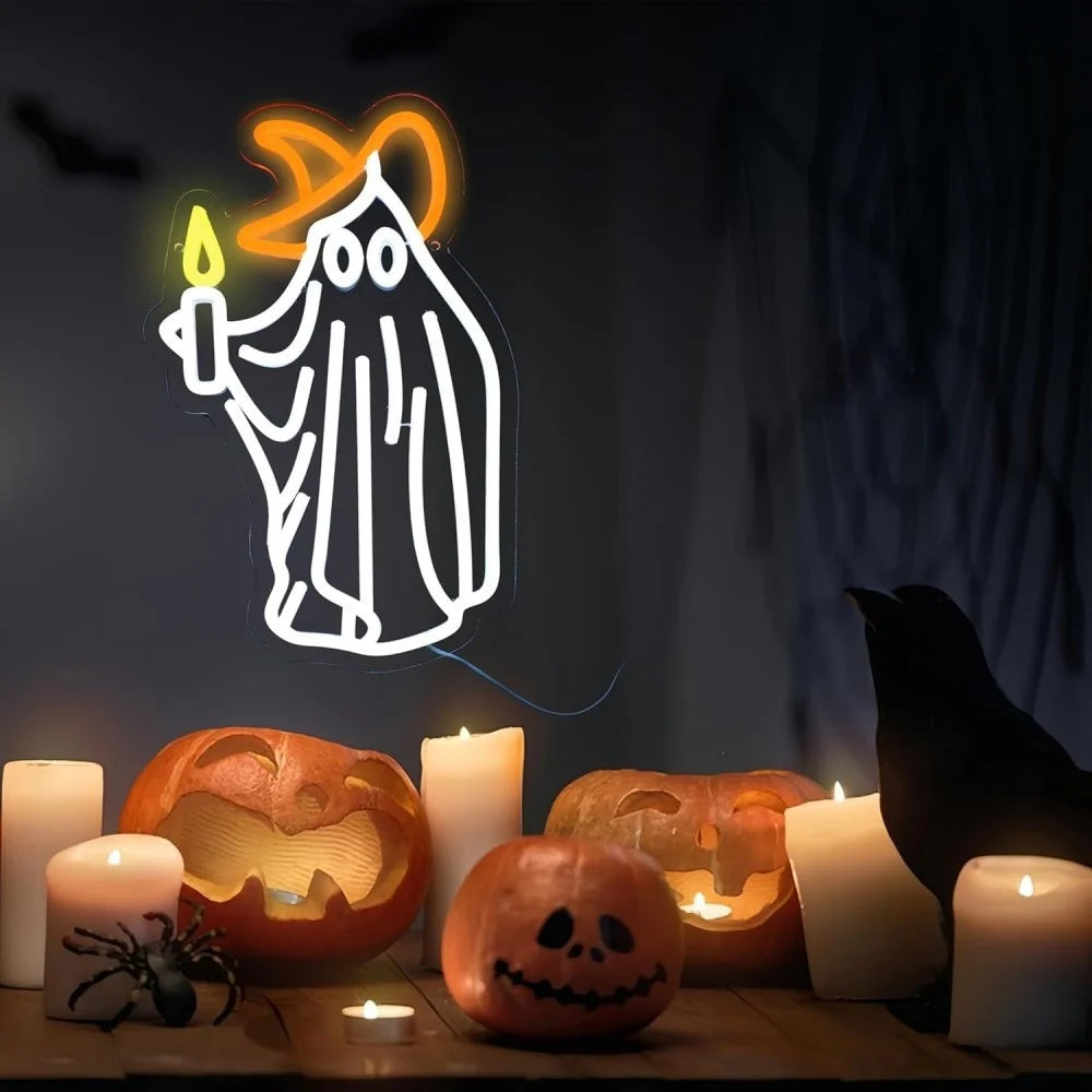 Ghost candle Neon Sign