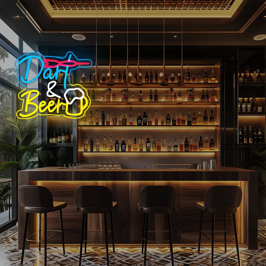 Dart And Beer Neon Sign