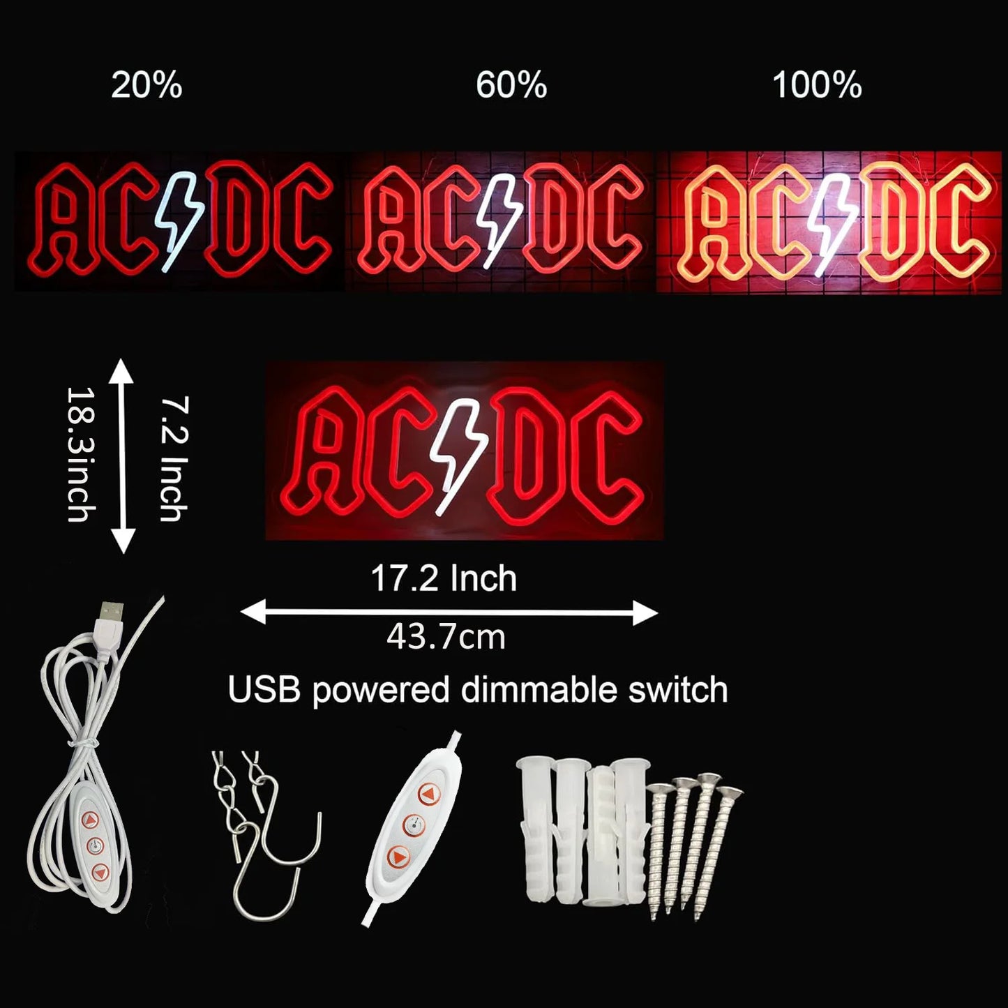 AC/DC neon LED sign for AC/DC BAND FANS