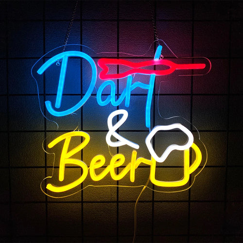 Dart And Beer Neon Sign