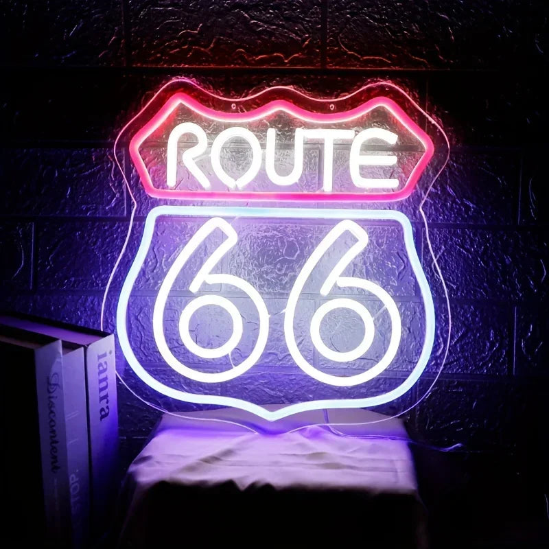 Route 66 Neon Sign Historic US High Way