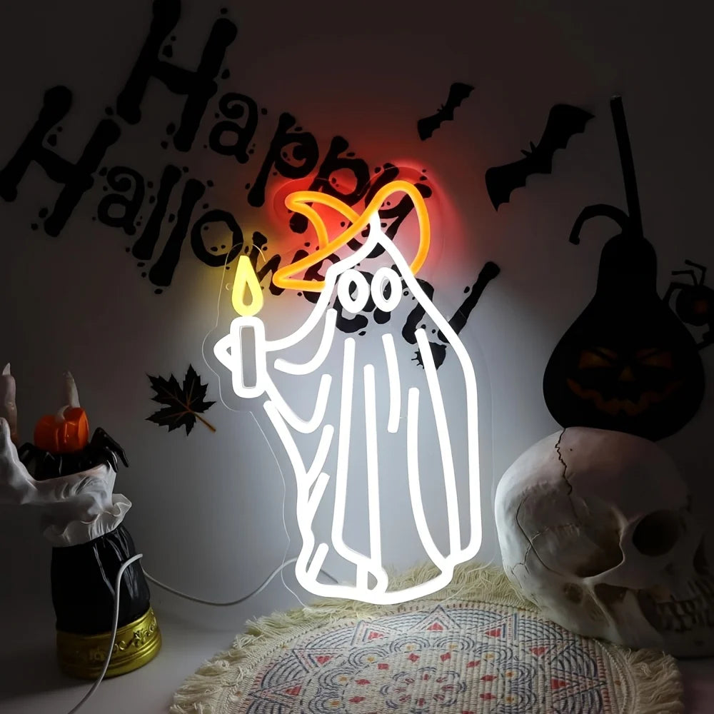 Ghost candle Neon Sign