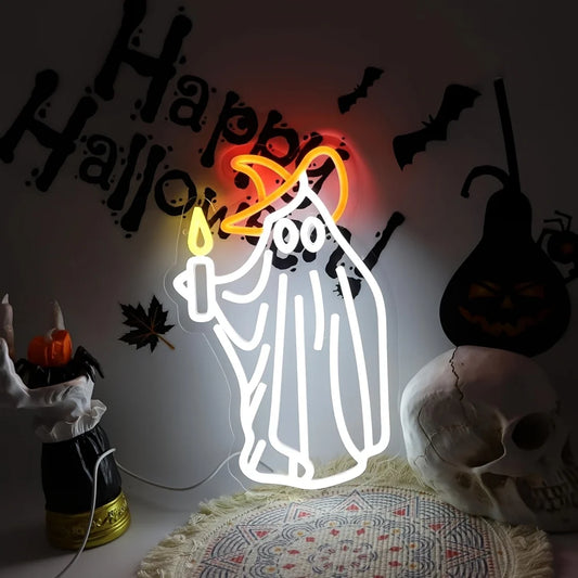 Ghost candle Neon Sign