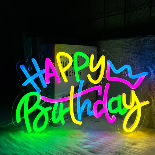 Happy Birthday Neon Sign For Wall Decor / Party