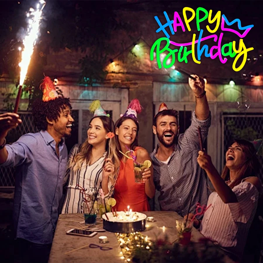 Happy Birthday Neon Sign For Wall Decor / Party
