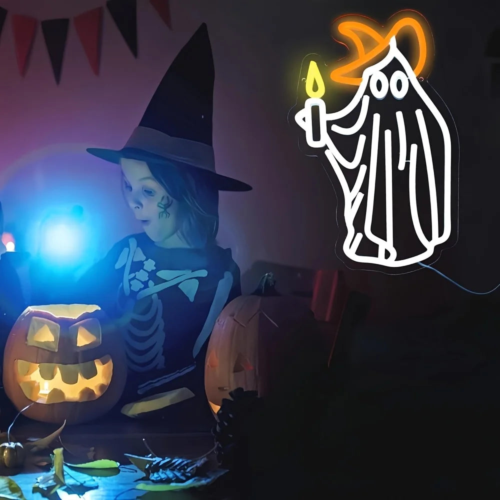 Ghost candle Neon Sign